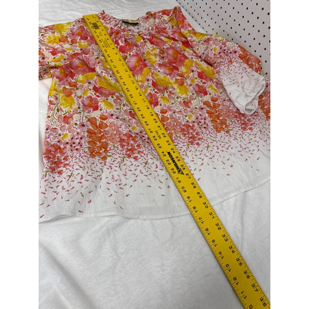 Lane Bryant Women's Cascading Floral Swing Popover Blouse Size 18/20 3/4 Sleeve - Picture 9 of 10